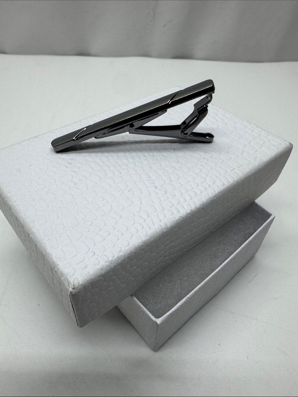 Classic Black Grey Tie Bar Clip - Men Accessories #0110